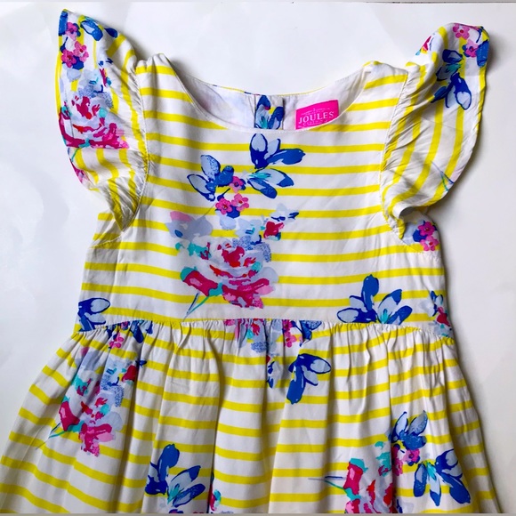 Joules Yellow, white and Pink Floral Dress, Size 6y. - Picture 2 of 10
